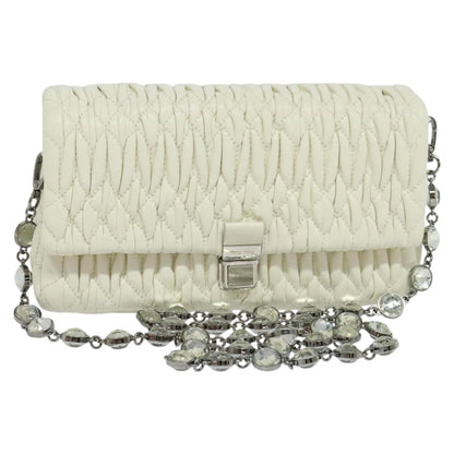 Miu Miu Crystal, White, Leather, shoulder