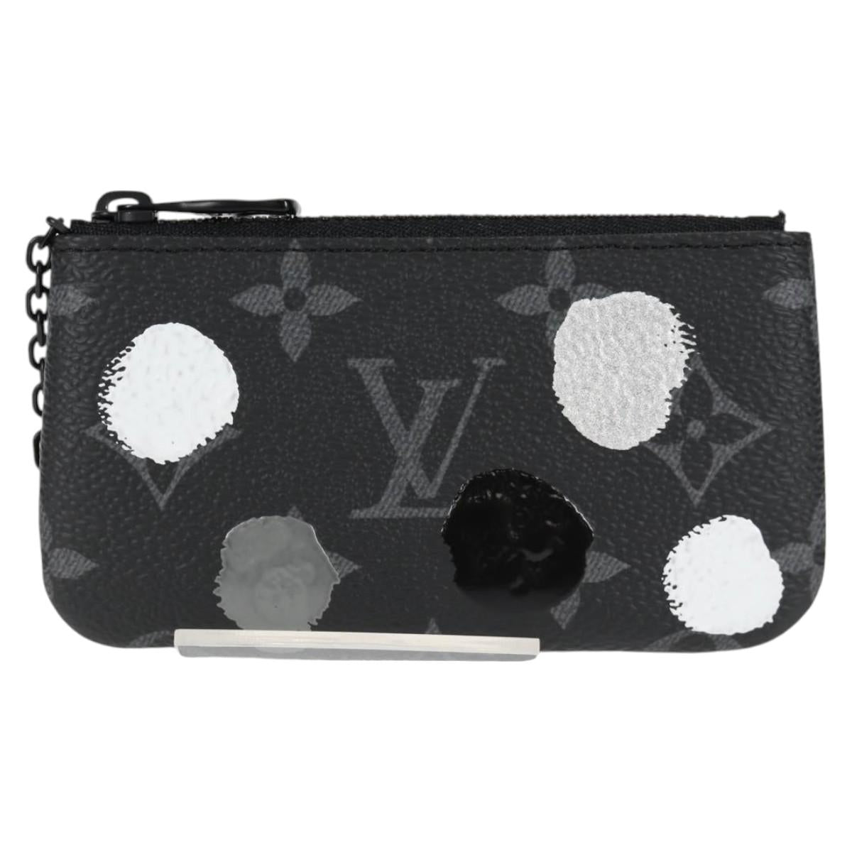 Louis Vuitton Pochette Clés, Black, Canvas, wallet