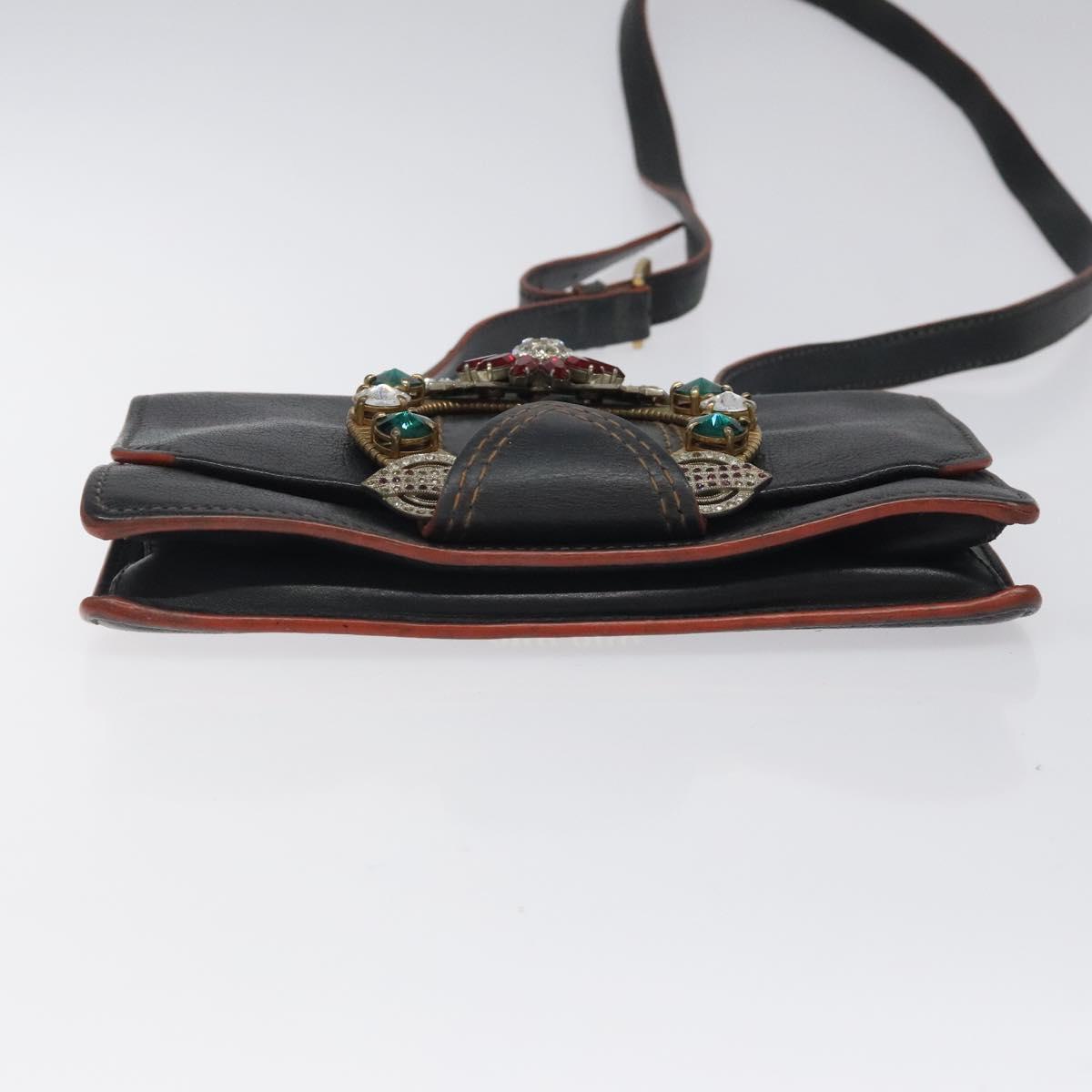 Miu Miu Madras, Black, Leather, shoulder