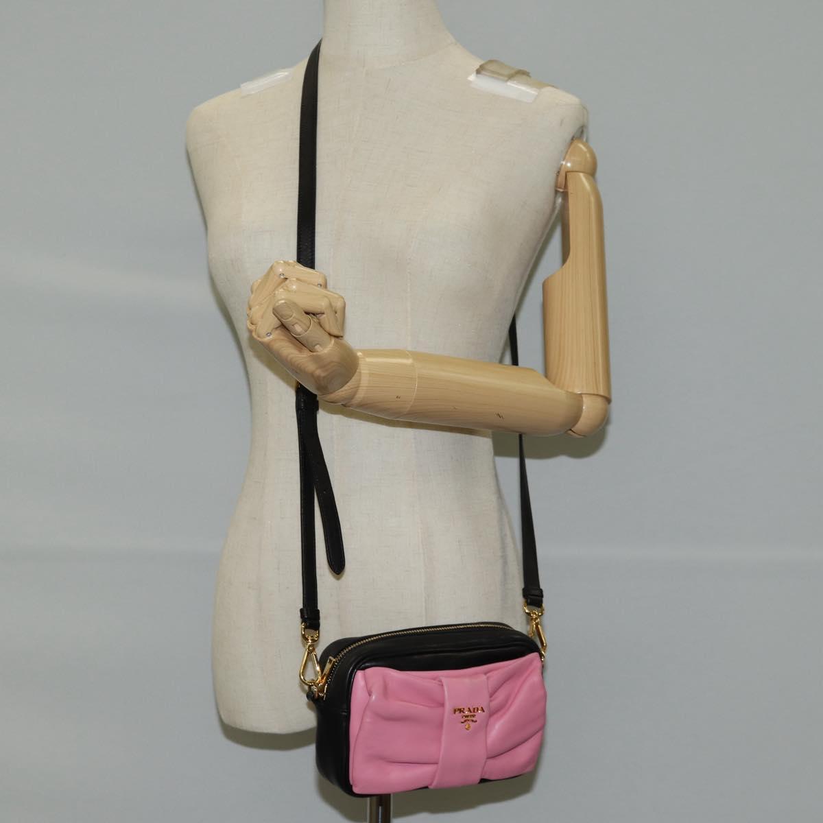 Prada Ribbon, Black, Leather, shoulder