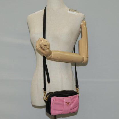 Prada Ribbon, Black, Leather, shoulder