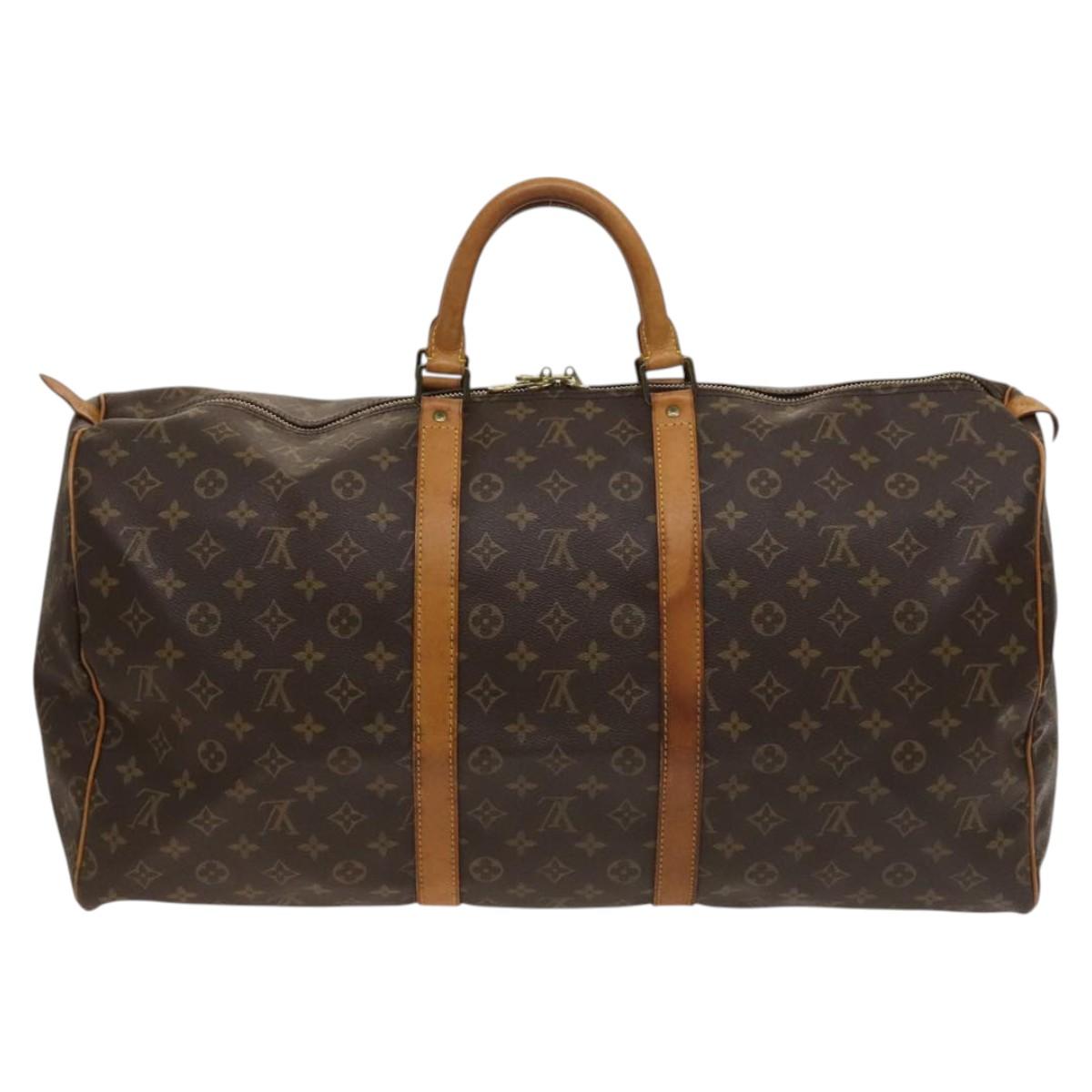 Louis Vuitton Keepall 55, Brown, Canvas, travel