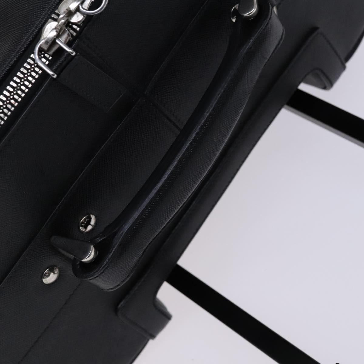 Prada Triangle Logo, Black, Leather, travel