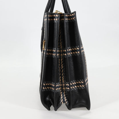 Miu Miu Madras, Black, Leather, tote
