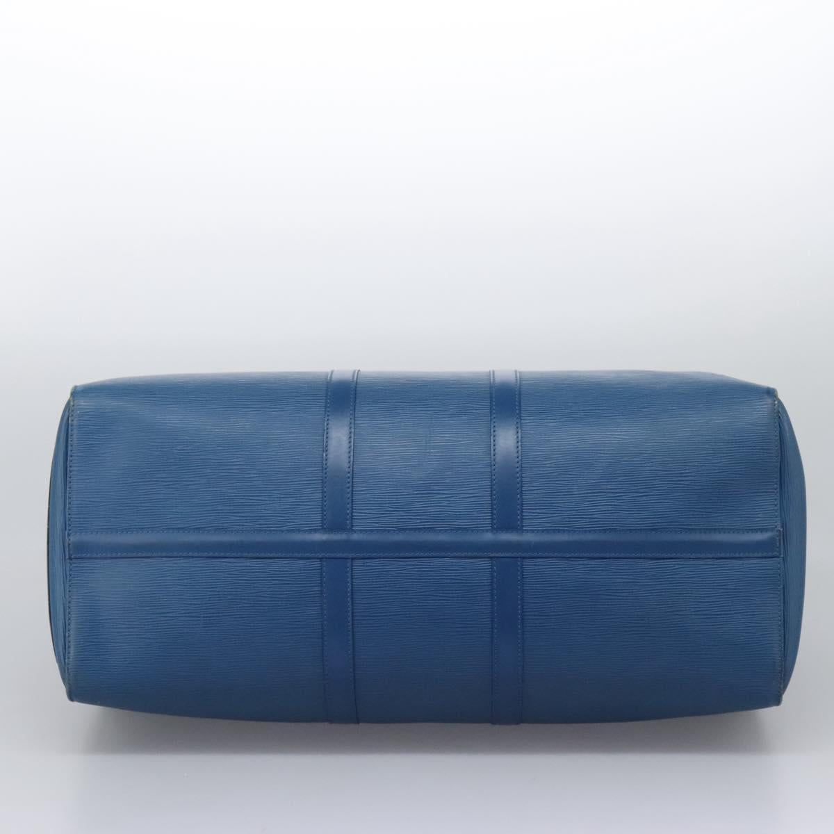 Louis Vuitton Keepall 55, Blue, Leather, travel