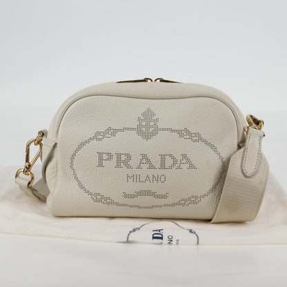 Prada Camera, White, Leather, shoulder