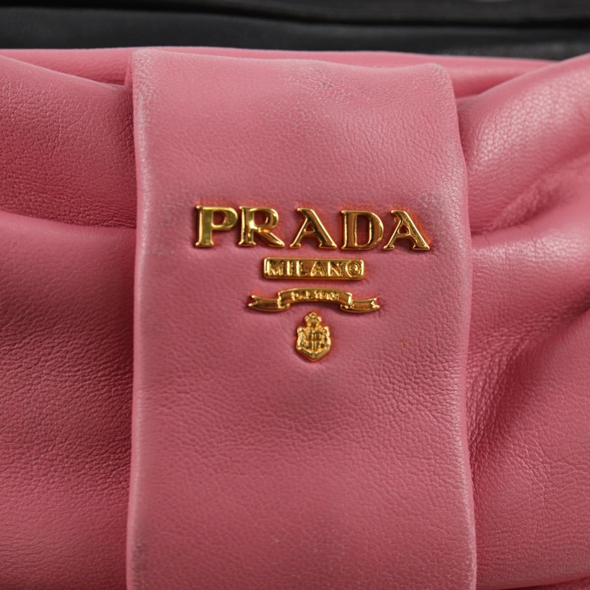 Prada Ribbon, Black, Leather, shoulder