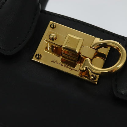 Salvatore Ferragamo Gancini, Black, Leather, handbag