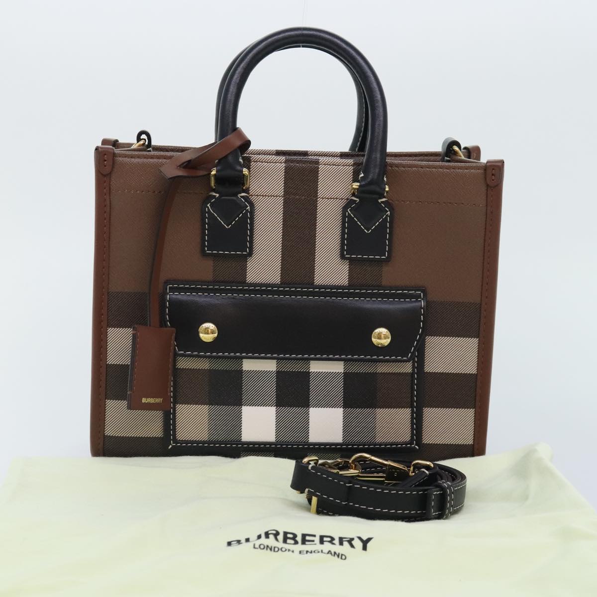 Burberry Freya, Brown, Leather, handbag