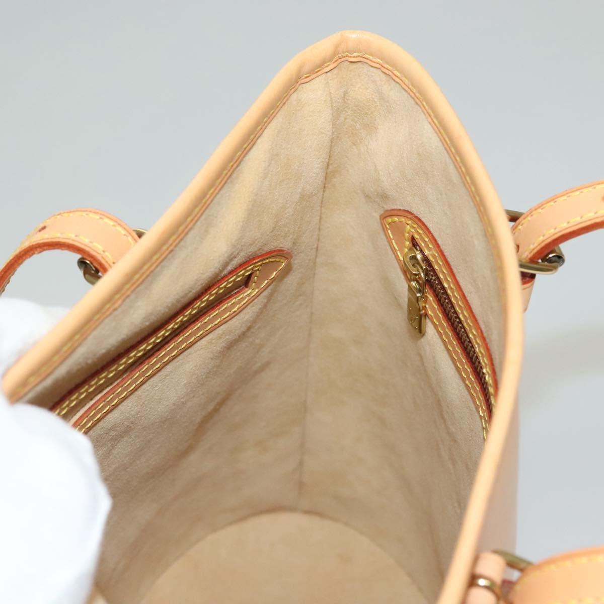 Louis Vuitton Bucket PM, Beige, Leather, shoulder