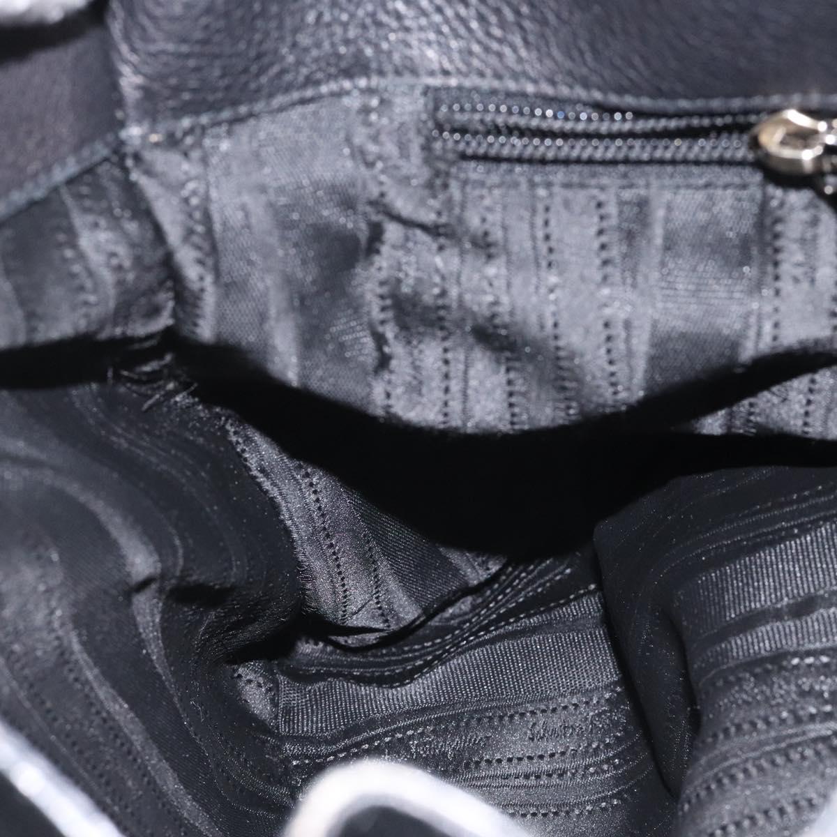 Salvatore Ferragamo Gancini, Black, Leather, handbag