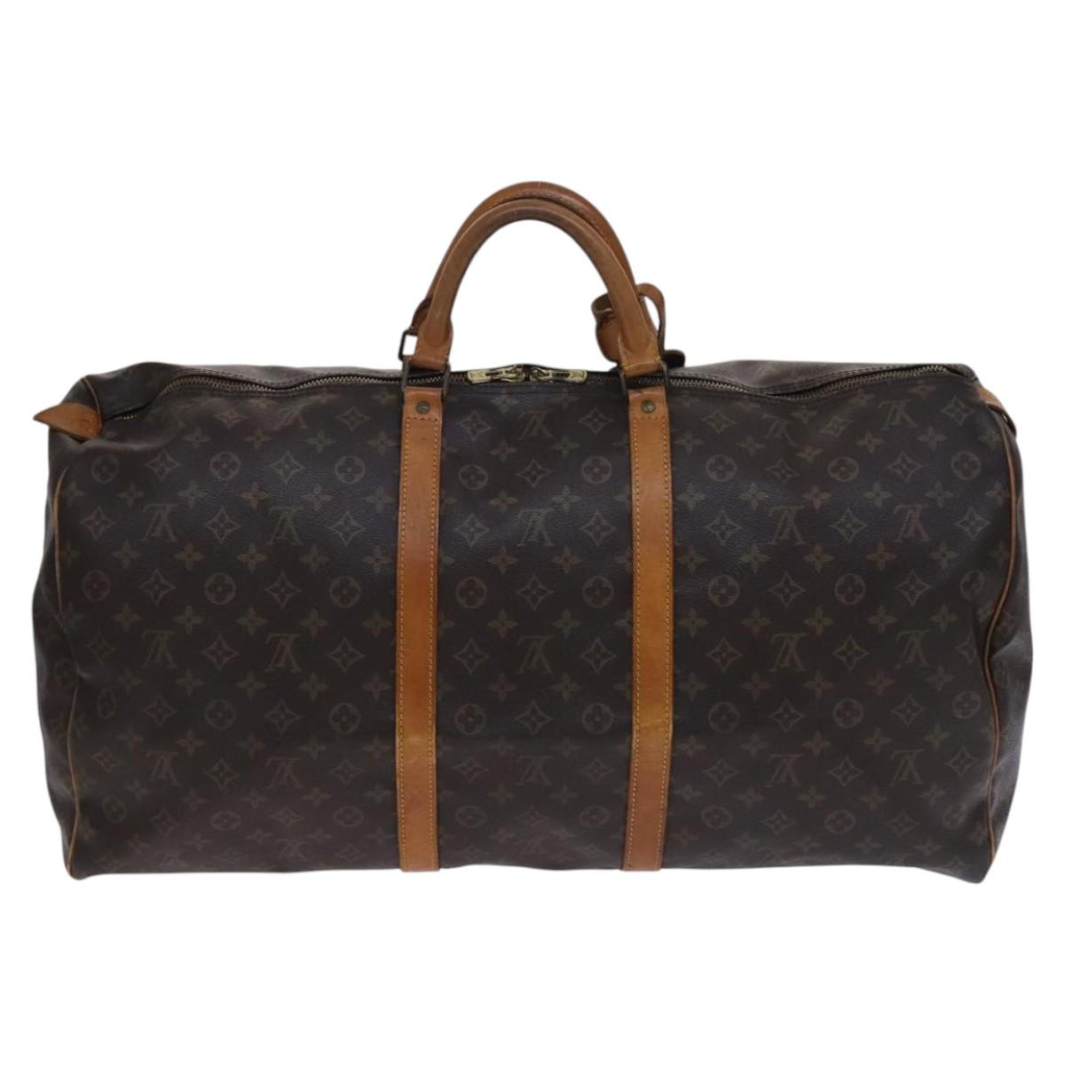 Louis Vuitton Keepall 60, Brown, Canvas, travel
