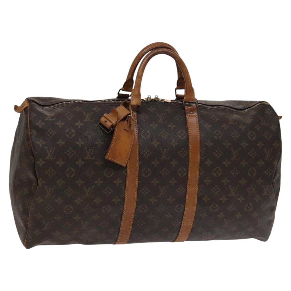 Louis Vuitton Keepall 55, Brown, Canvas, travel
