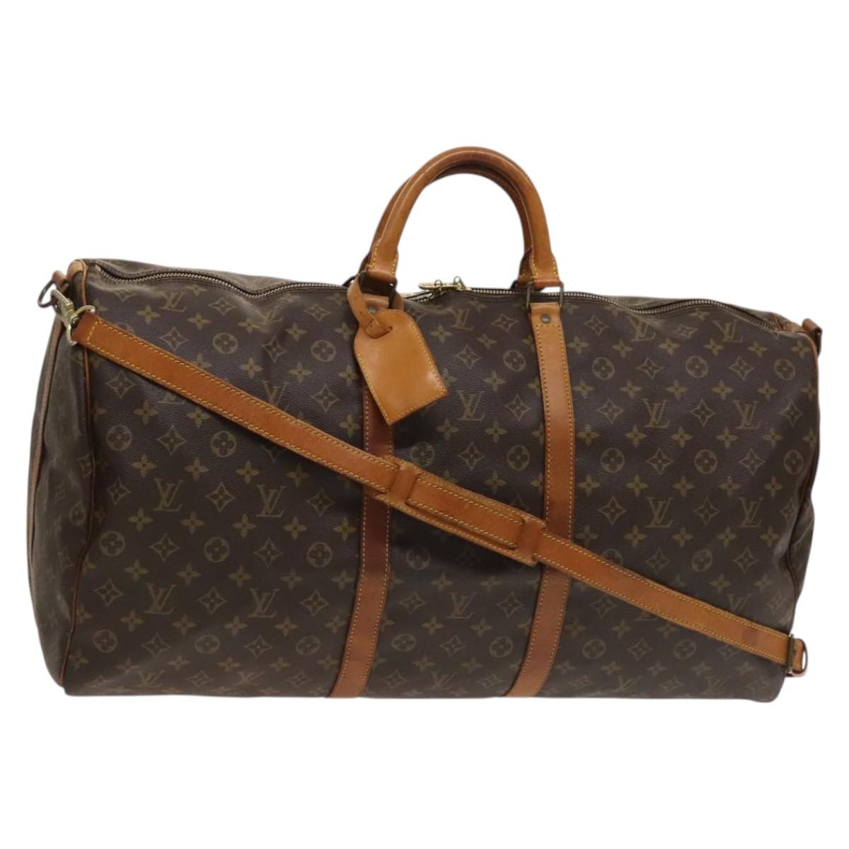 Louis Vuitton Keepall Bandoulière 55, Brown, Canvas, travel