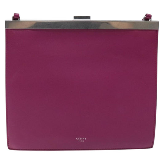 Céline Clasp, Purple, Leather, clutch