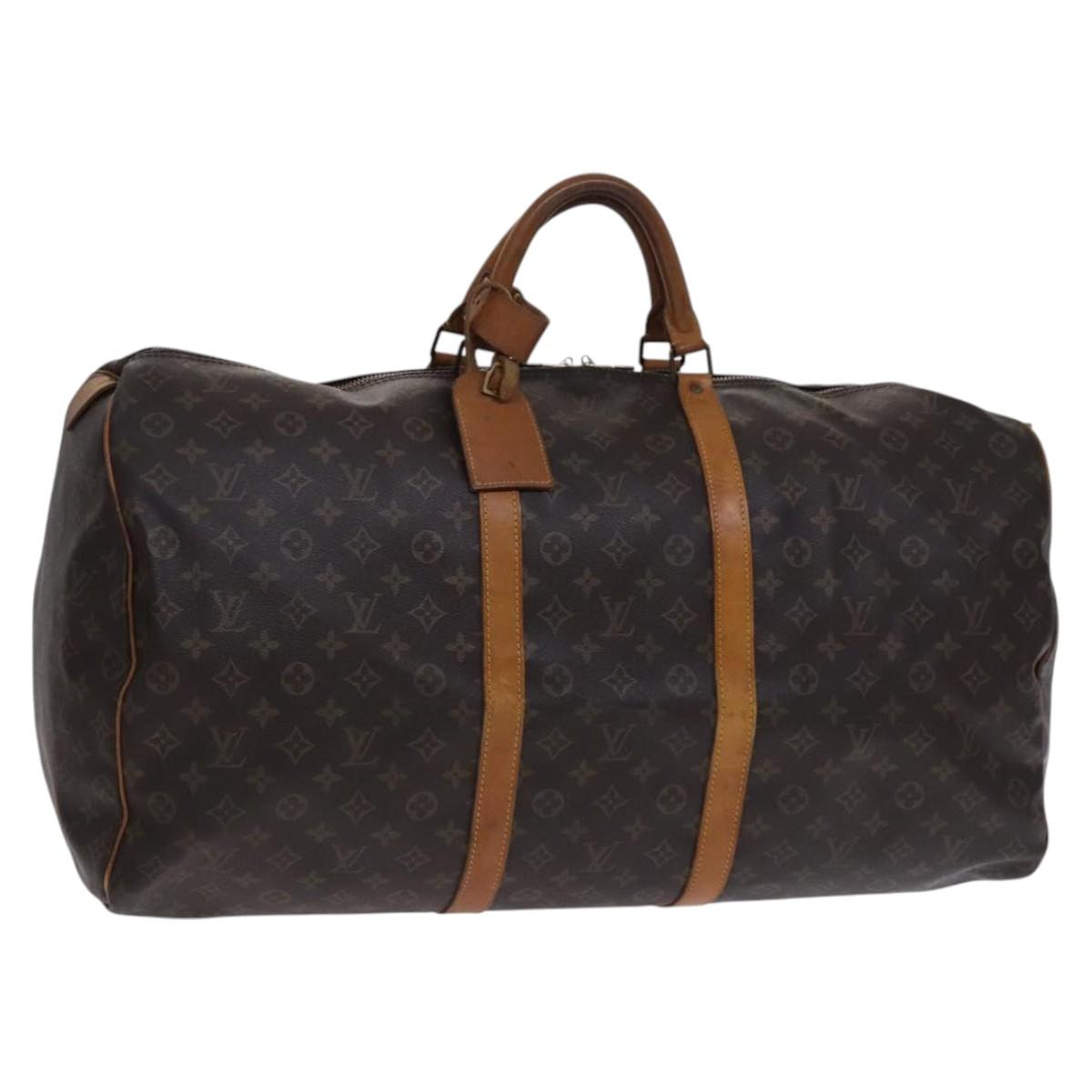 Louis Vuitton Keepall 60, Brown, Canvas, travel