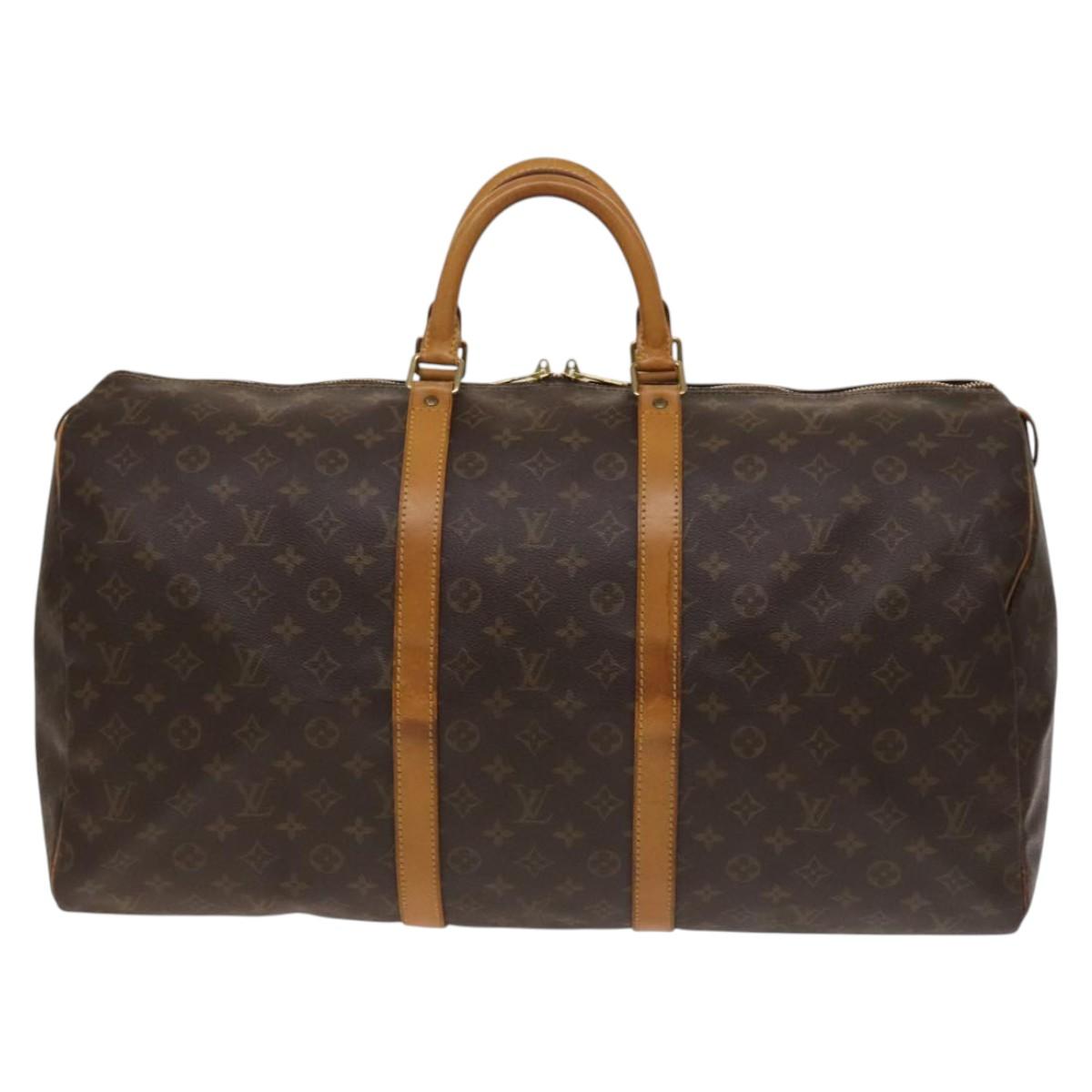 Louis Vuitton Keepall 55, Brown, Canvas, travel