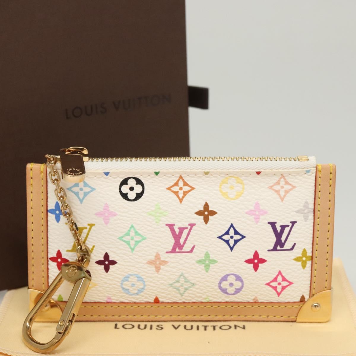 Louis Vuitton Pochette Clés, White, Canvas, wallet