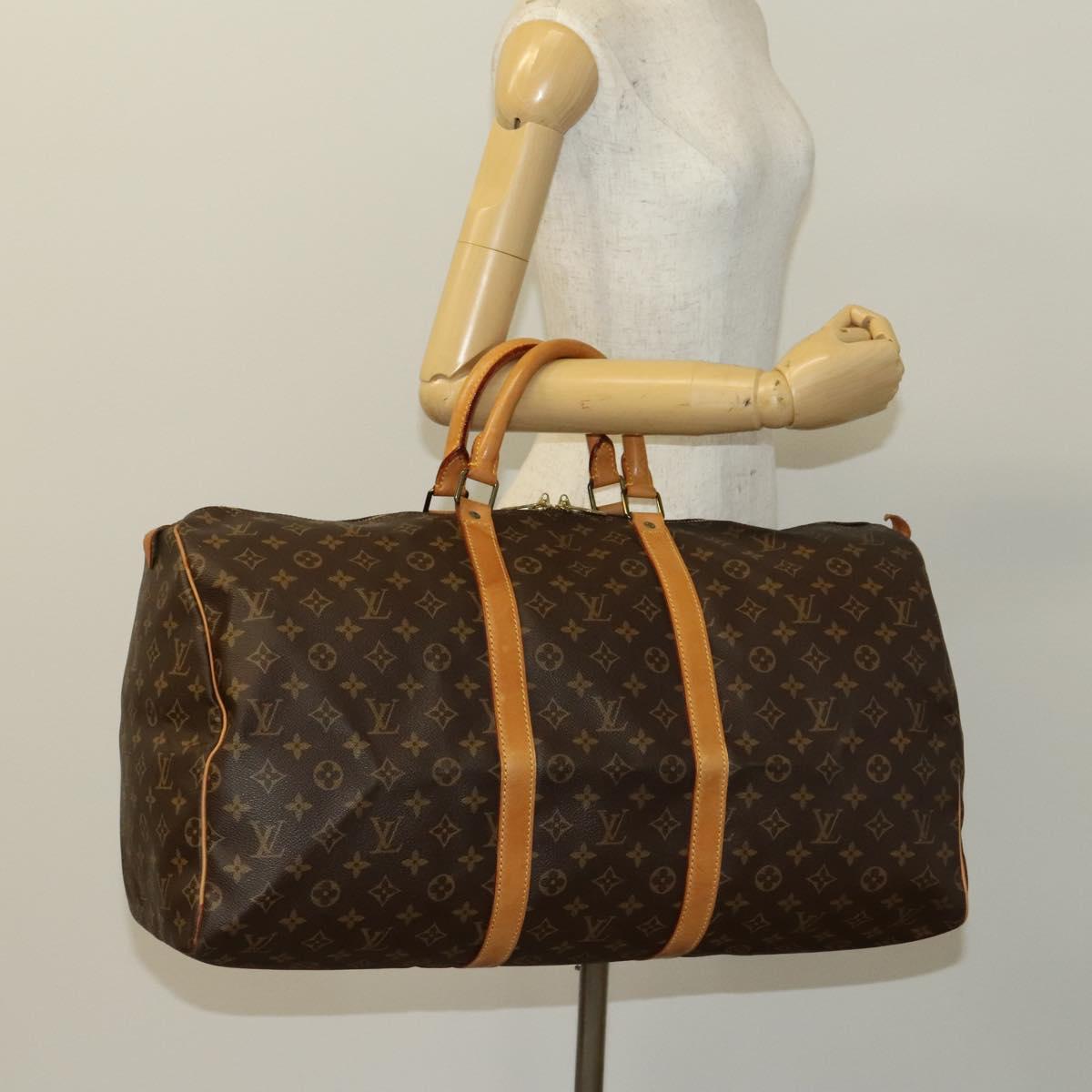 Louis Vuitton Keepall 55, Brown, Canvas, travel