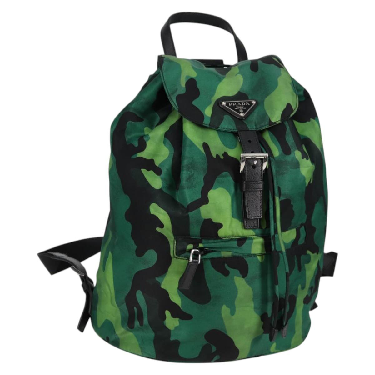 Prada, Green, NYLON, backpack