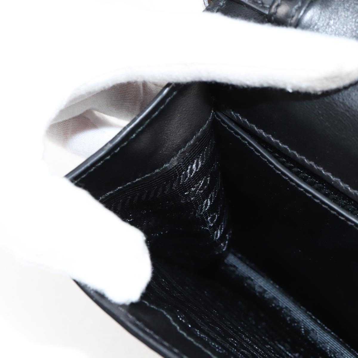 Prada Ribbon, Black, Leather, shoulder