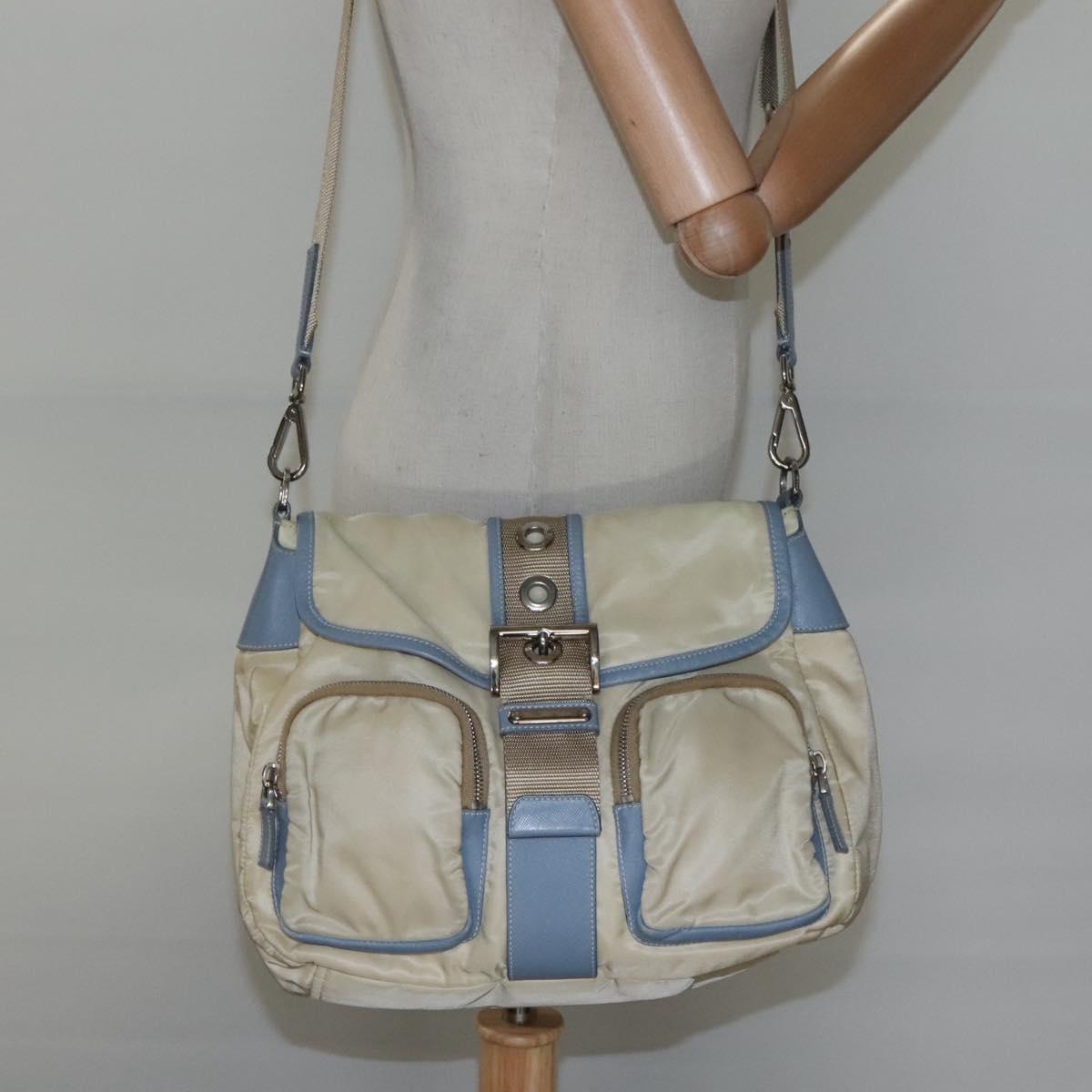 Prada Re-Nylon, Beige, Canvas, shoulder