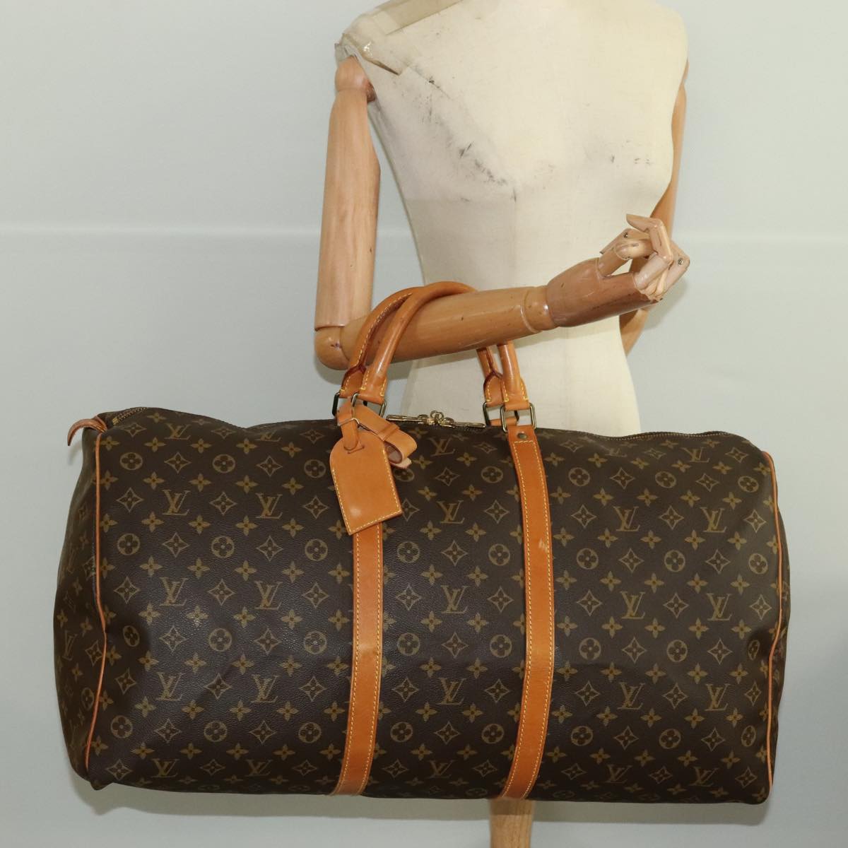 Louis Vuitton Keepall 60, Brown, Canvas, travel