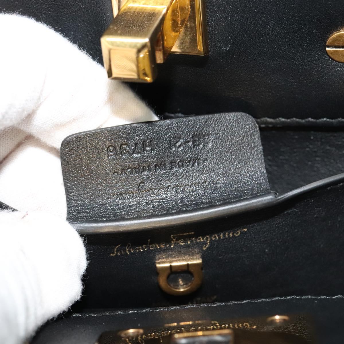 Salvatore Ferragamo Gancini, Black, Leather, handbag