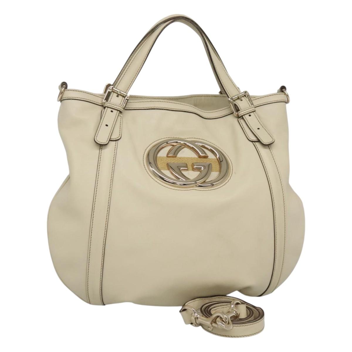 Gucci Interlocking G, Beige, Leather, tote