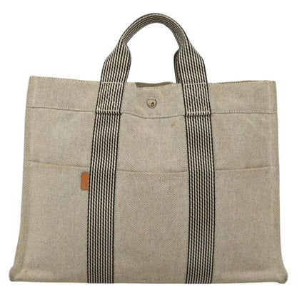 Hermès Fourre tout, Grey, Canvas, handbag