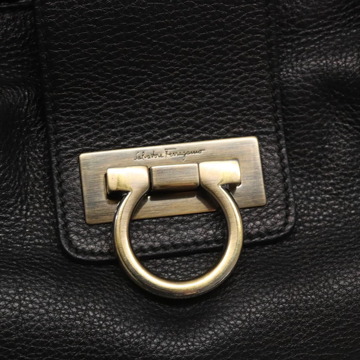 Salvatore Ferragamo Gancini, Black, Leather, handbag
