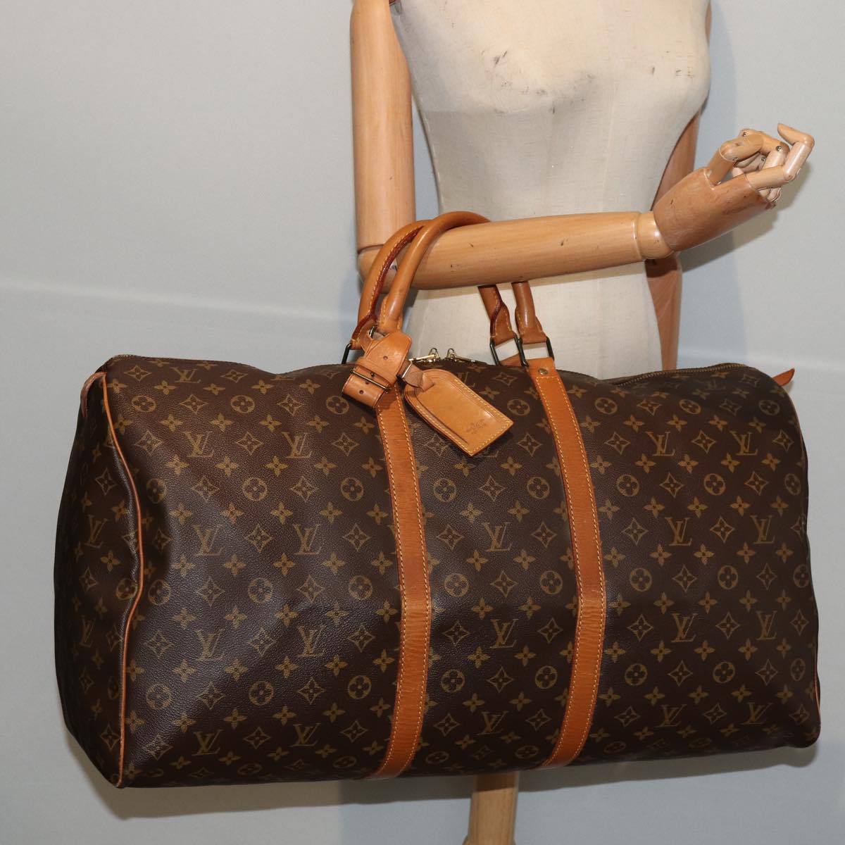 Louis Vuitton Keepall 60, Brown, Canvas, travel