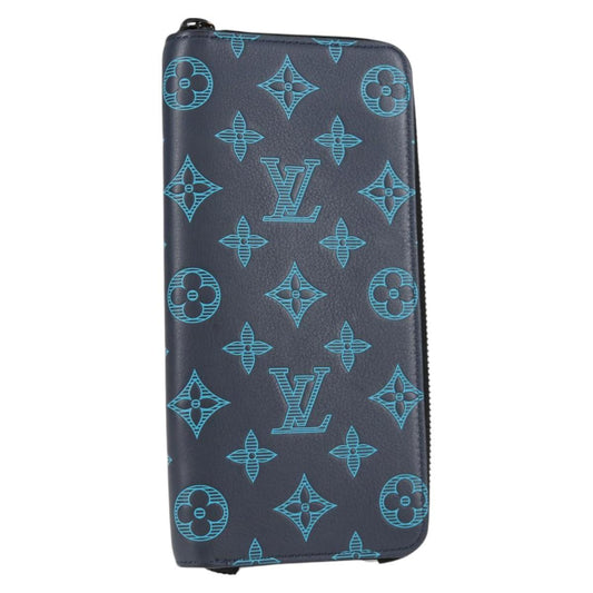 Louis Vuitton Zippy Wallet Vertical, Navy, Leather, wallet