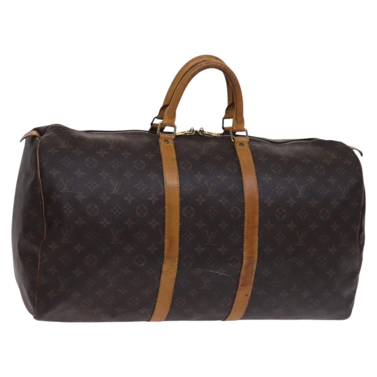 Louis Vuitton Keepall 55, Brown, Canvas, travel