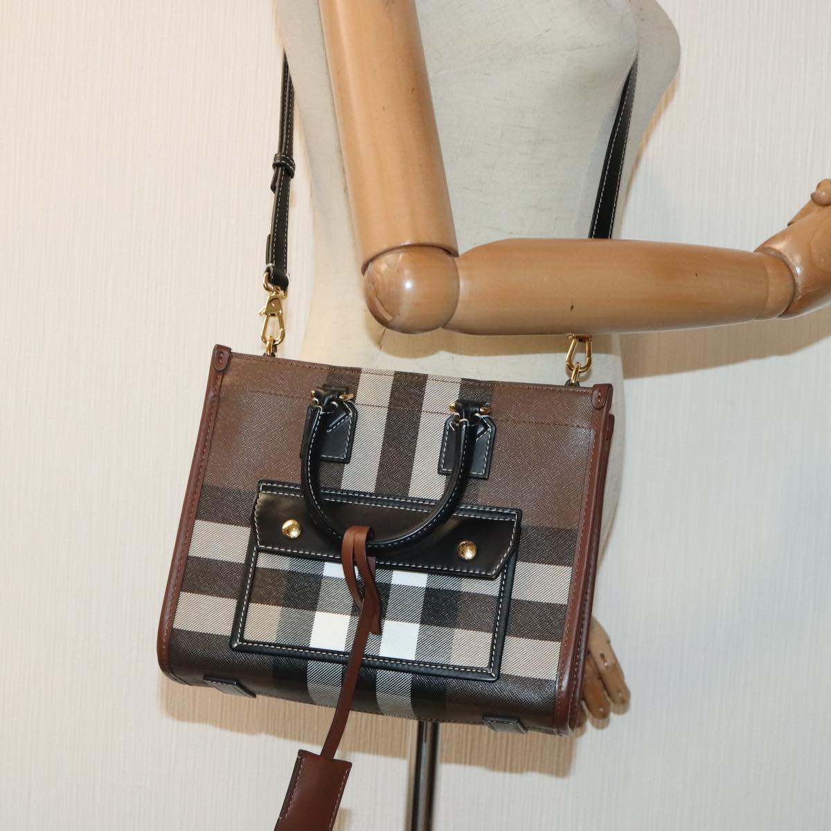 Burberry Freya, Brown, Leather, handbag