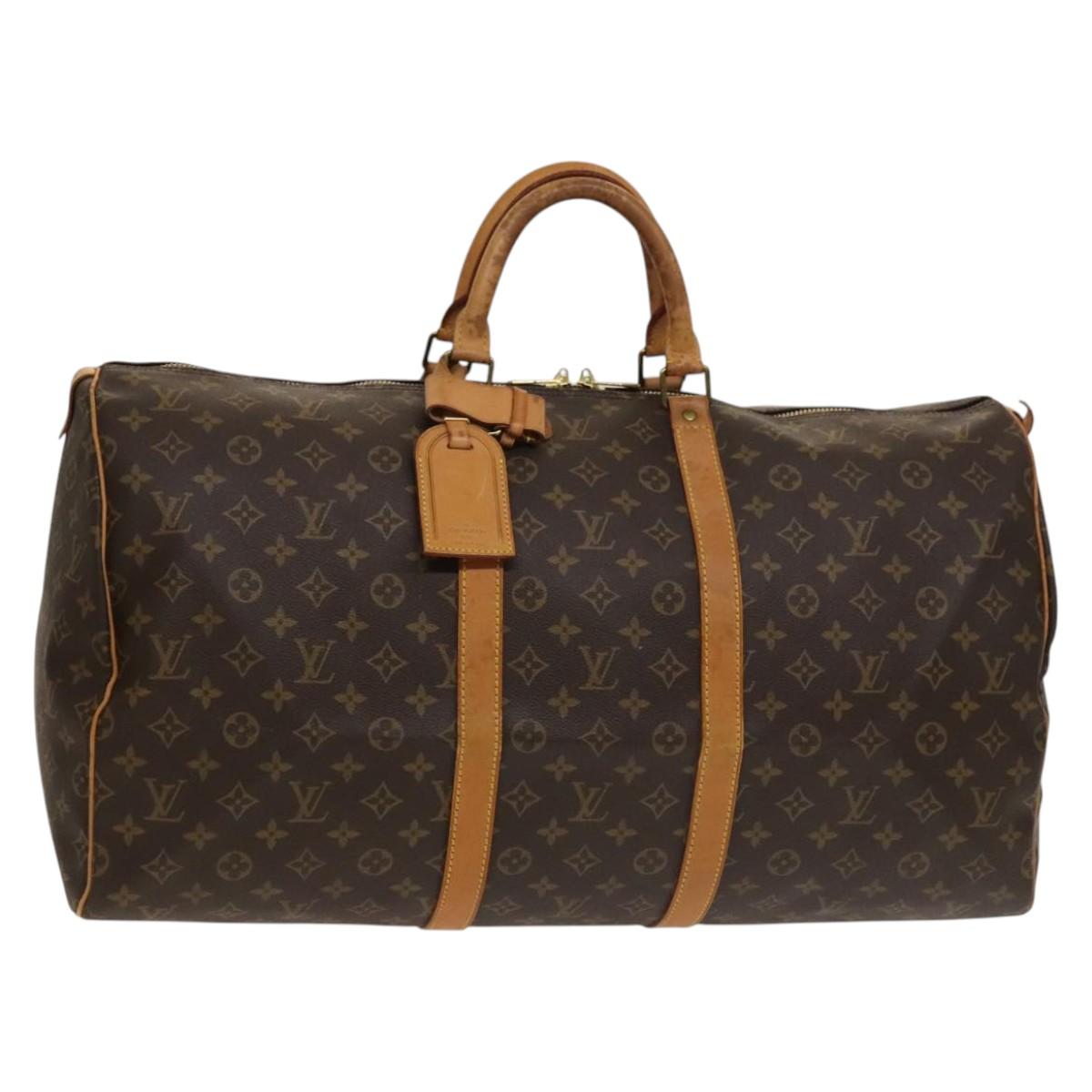 Louis Vuitton Keepall 55, Brown, Canvas, travel