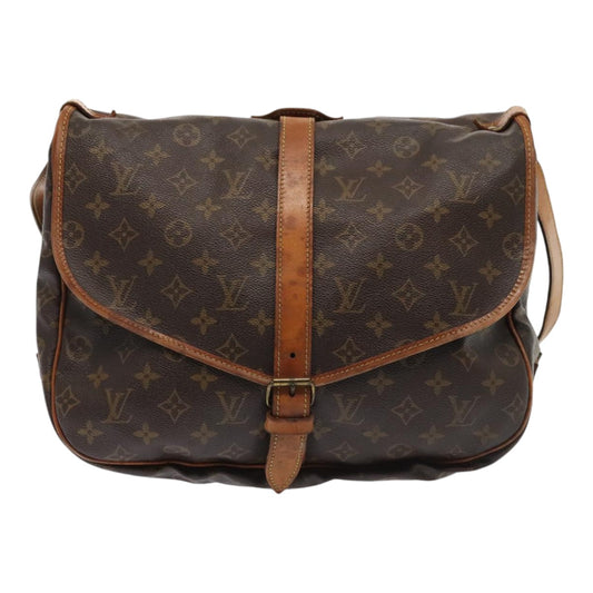 Louis Vuitton Saumur 35, Brown, Canvas, shoulder