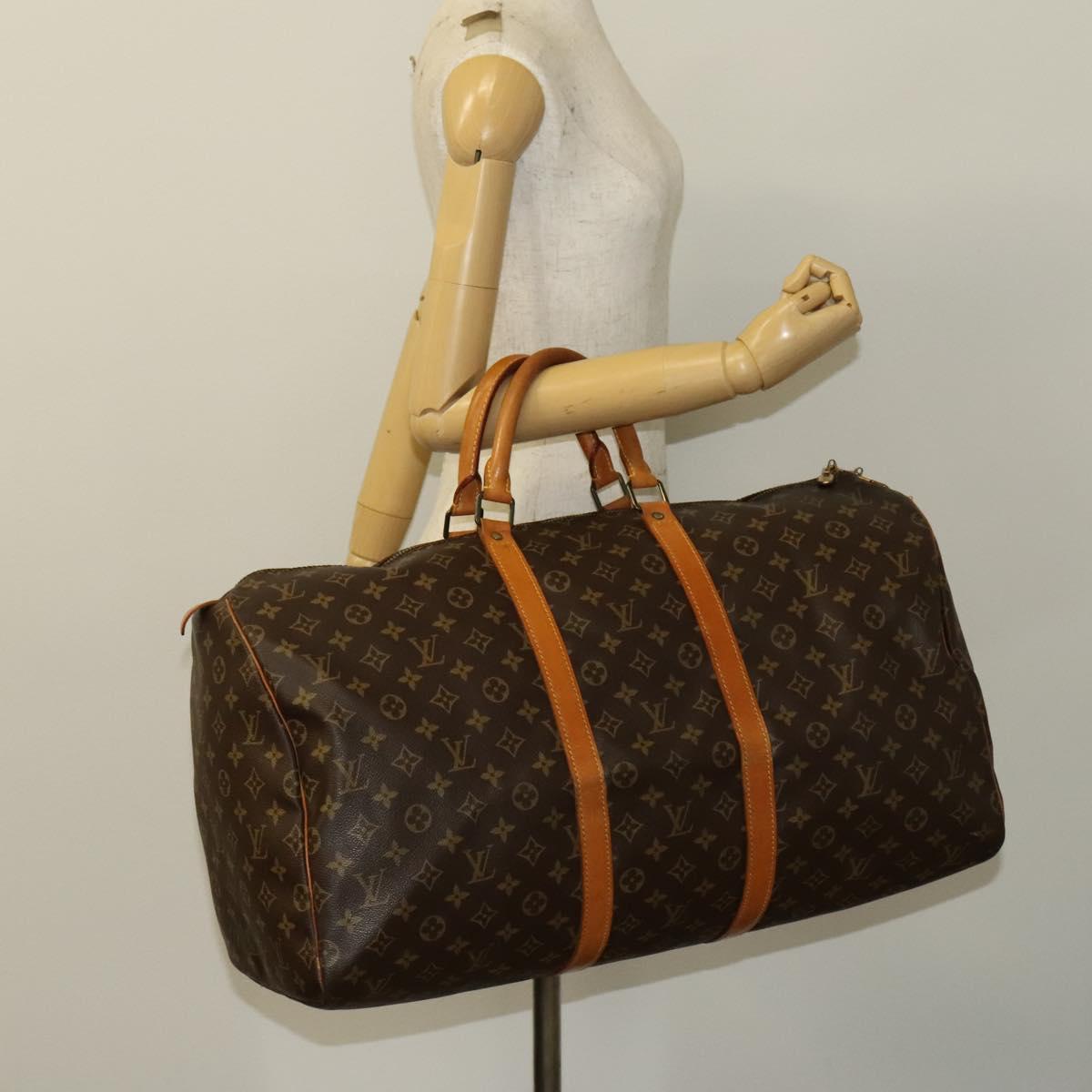 Louis Vuitton Keepall 55, Brown, Canvas, travel