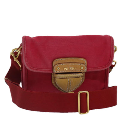 Prada, Red, Canvas, shoulder