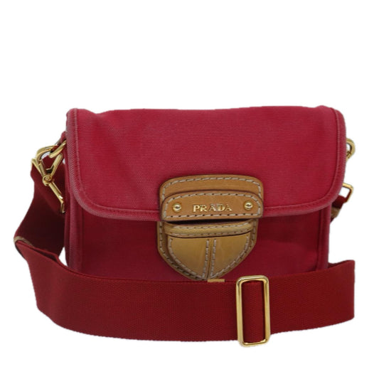 Prada, Red, Canvas, shoulder