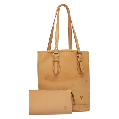 Louis Vuitton Bucket PM, Beige, Leather, shoulder