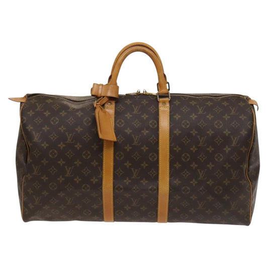 Louis Vuitton Keepall 55, Brown, Canvas, travel