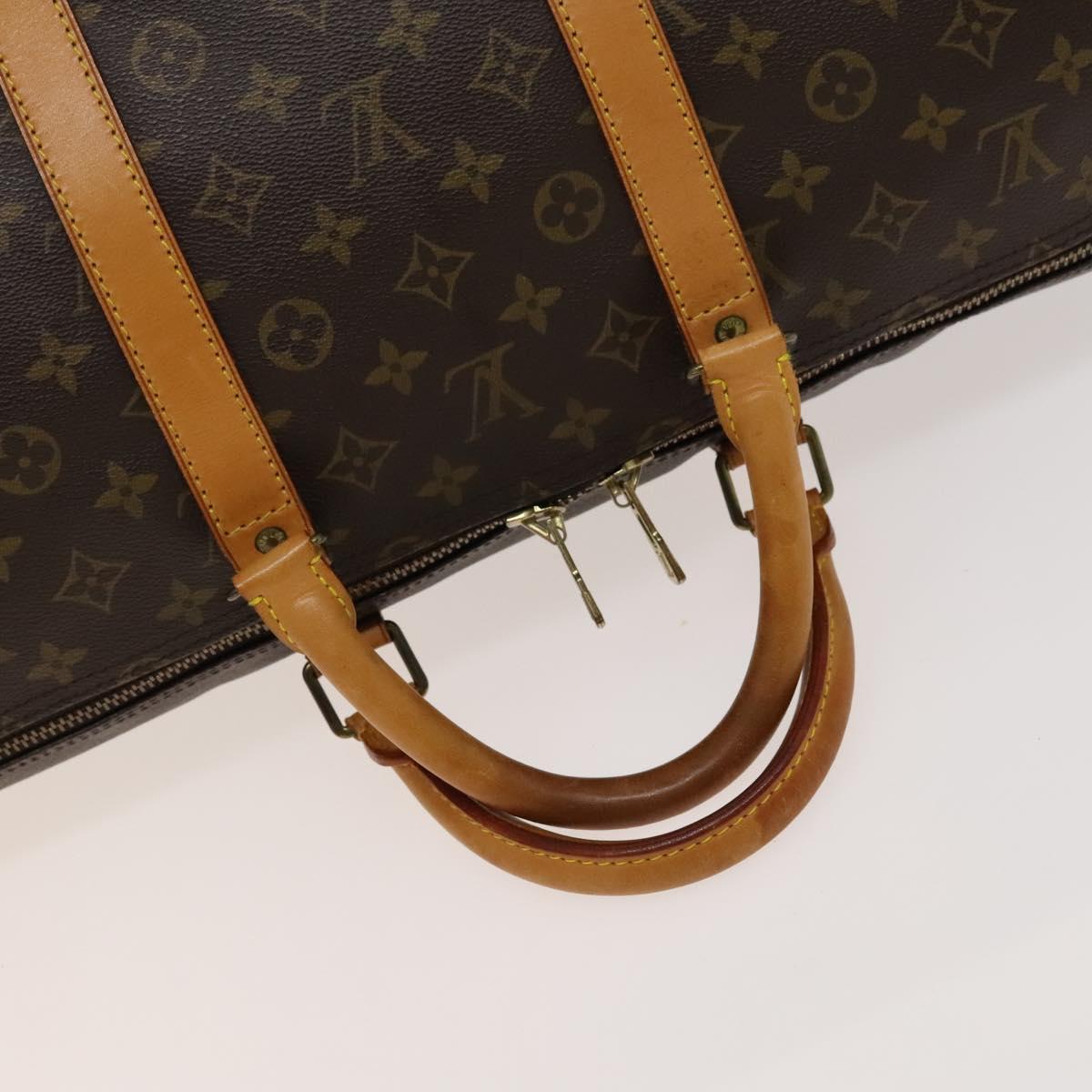 Louis Vuitton Keepall 55, Brown, "CANVAS, LEATHER", travel