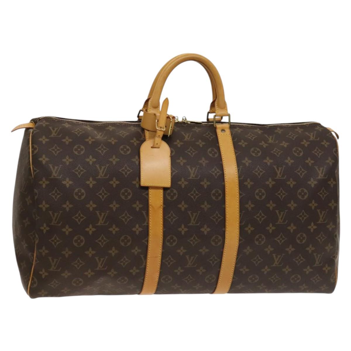 Louis Vuitton Keepall 55, Brown, Canvas, travel