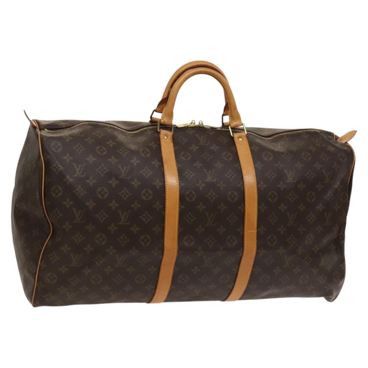 Louis Vuitton Keepall 60, Brown, Canvas, travel