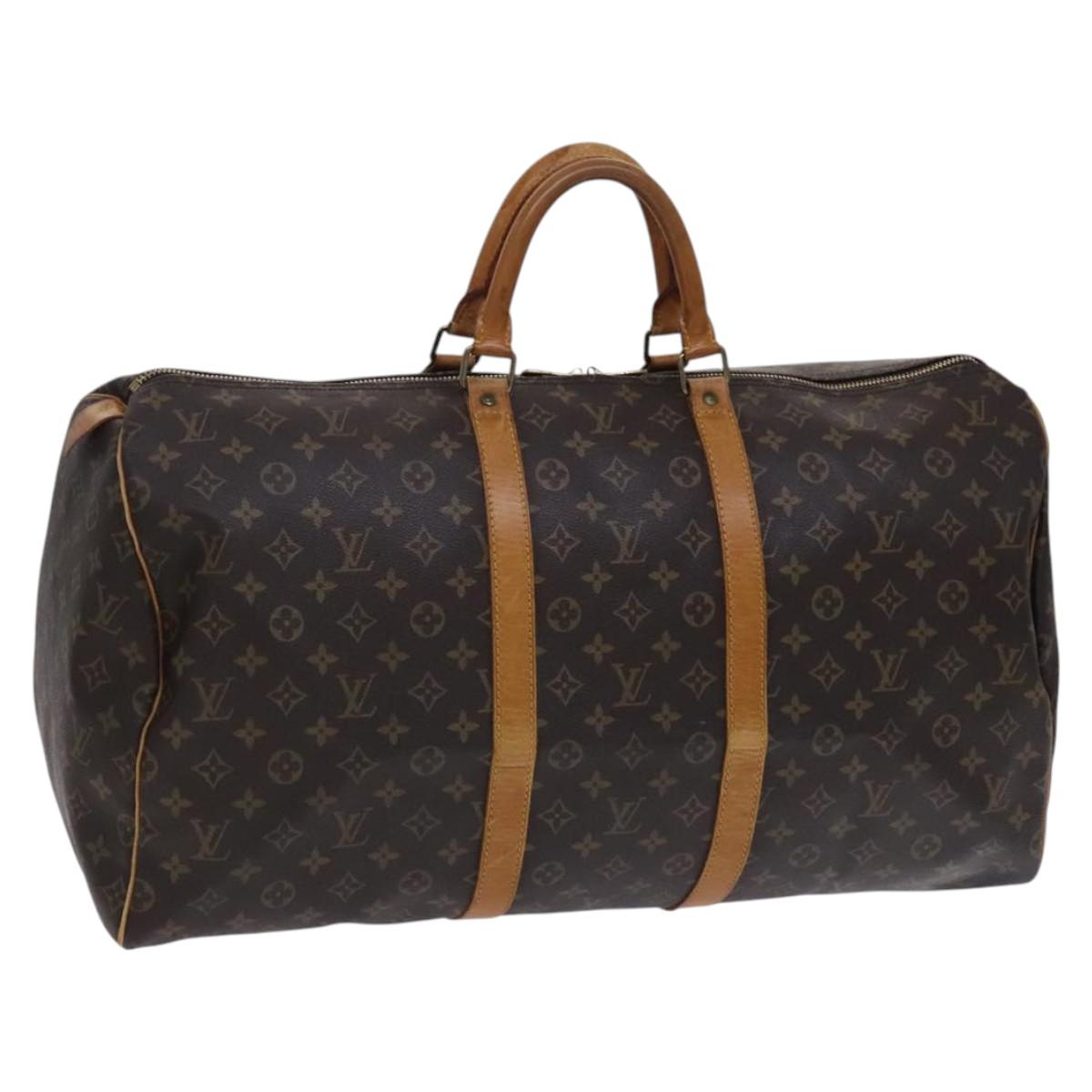 Louis Vuitton Keepall 55, Brown, Canvas, travel