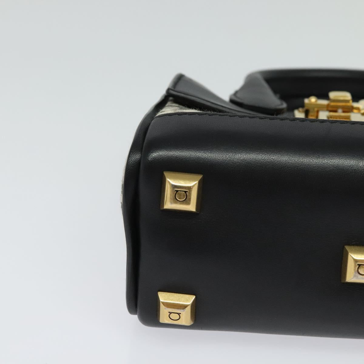 Salvatore Ferragamo Gancini, Black, Leather, handbag