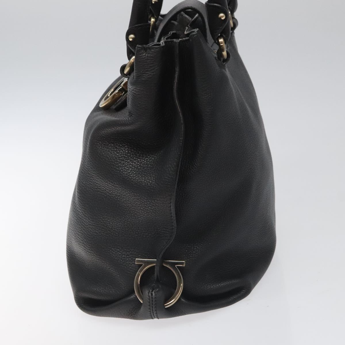 Salvatore Ferragamo Gancini, Black, Leather, handbag