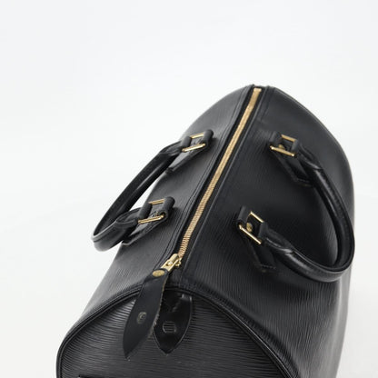 Louis Vuitton Speedy, Black, Leather, handbag