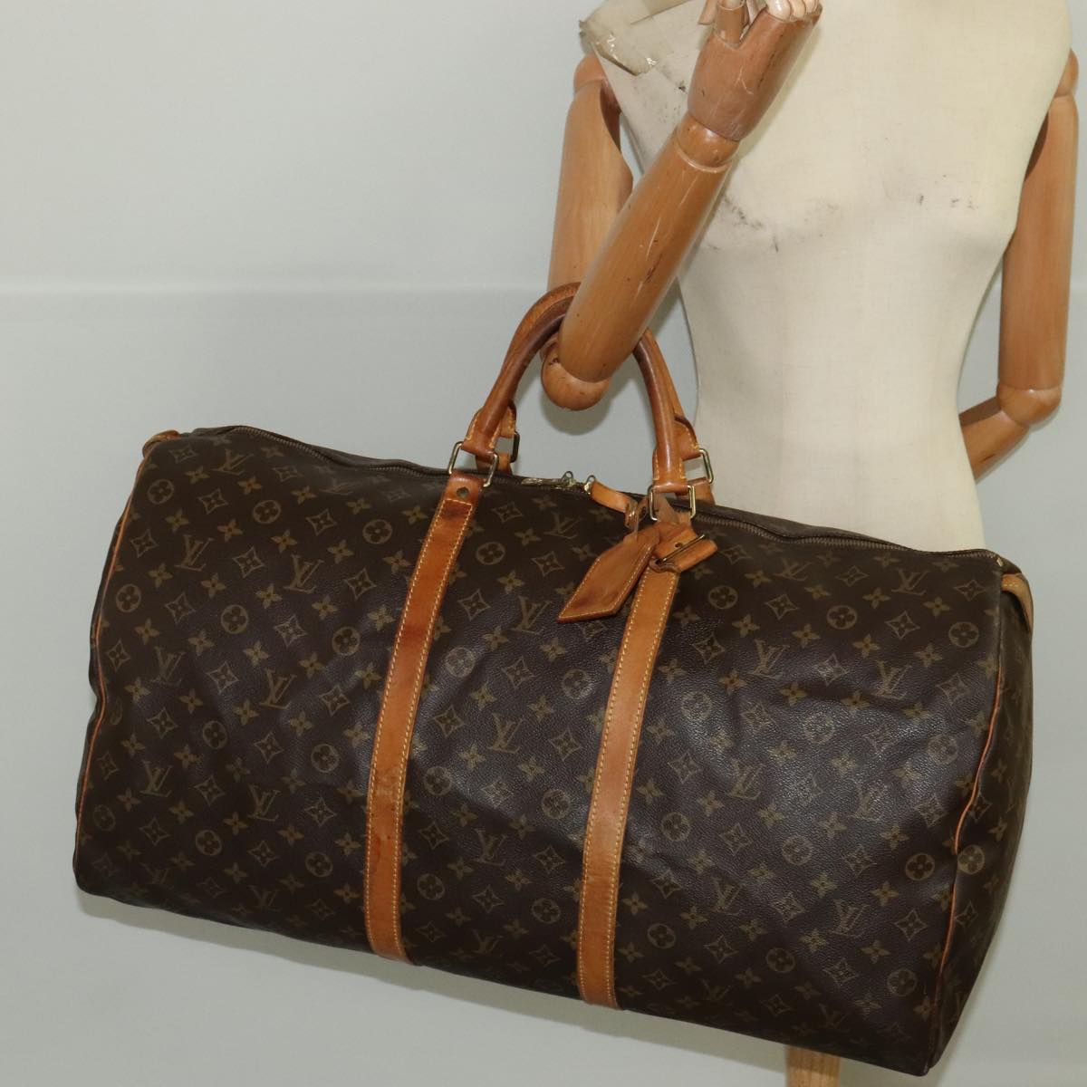 Louis Vuitton Keepall 60, Brown, Canvas, travel